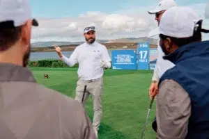 professional corporate event photography, Interaction between golfers