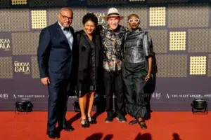 Koyo Kouoh, Albie Sachs at the red carpet of the Zeitz MOCAA gala dinner, photogrpahed by a Cape Town Photographer.